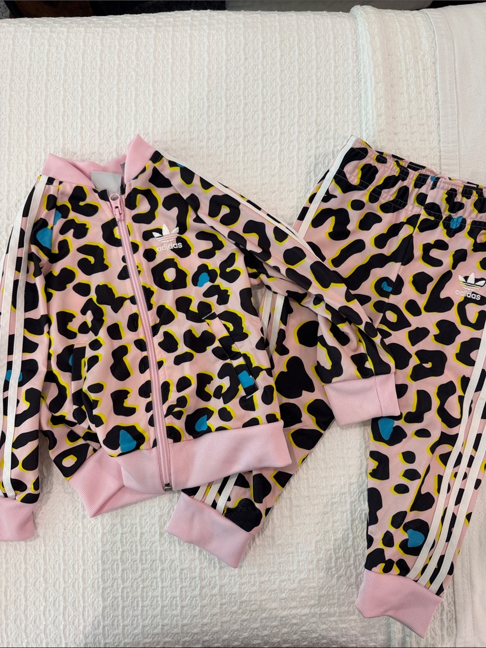 adidas Pink Leopard Print Track Jacket and Pants Set